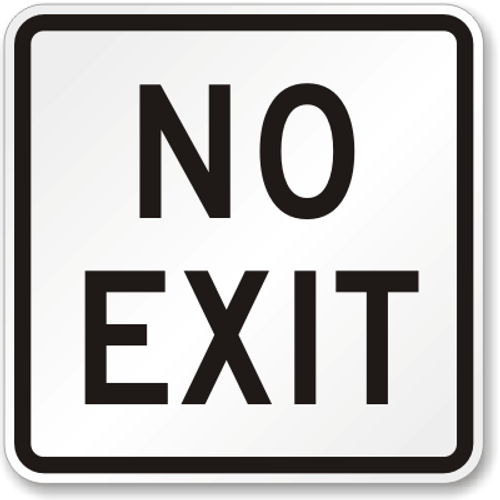 NO EXIT Sign 18” x 18” (Black Text/White Background) - Engineer Grade Reflective