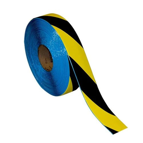 Superior Mark® Hazard Floor Tape - Black/Yellow Diagonal Stripe