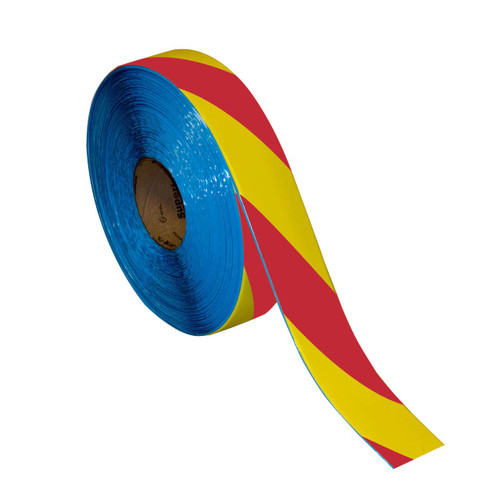 Superior Mark® Hazard Floor Tape - Yellow/Red Diagonal Stripe