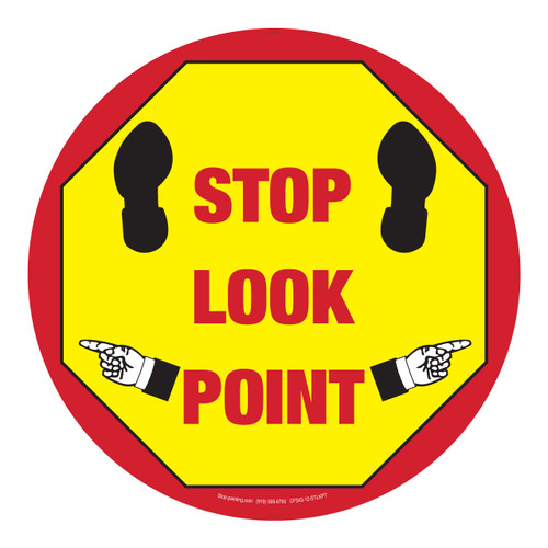 12" Stop Look Point Rubber Floor Sign.
