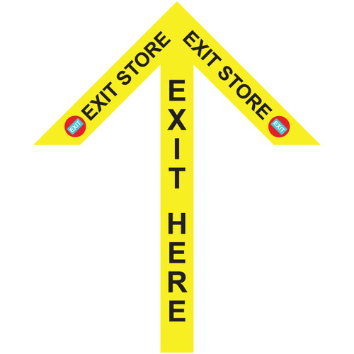 Store Exit Here Yellow Arrow - Superior Mark® Floor Marking Tape Kit