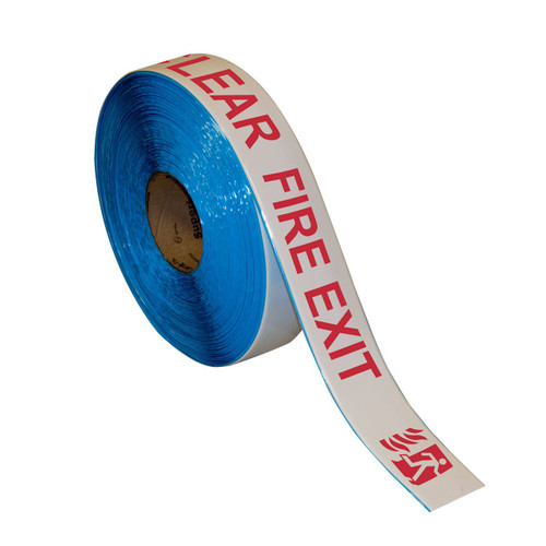 Superior Mark® Repeating Message Floor Tape - "FIRE EXIT KEEP CLEAR"