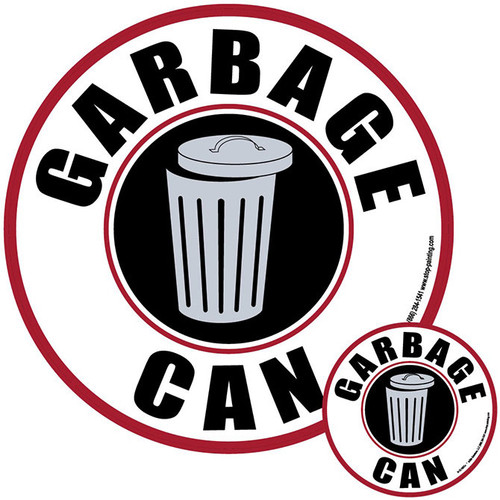 Garbage Can Identification Kit - Includes 22" Floor Sign and matching 4" Decal