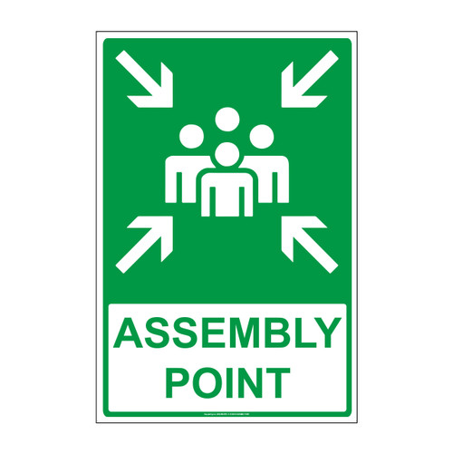 Emergency Assembly Point" Pavement Marking Sign