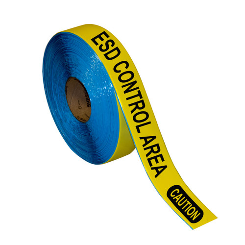 SM Floor Tape - 100 - ESD Control Area Yellow with CAUTION