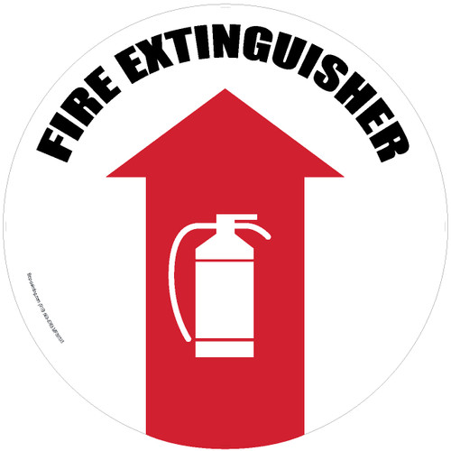 Fire Extinguisher Arrow Floor Sign - White Background