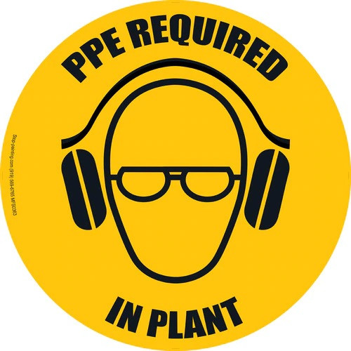 PPE Required Yellow Floor Sign
