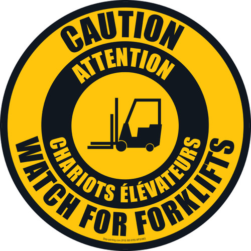 Caution - Watch for Forklift Floor Sign (English - French)
