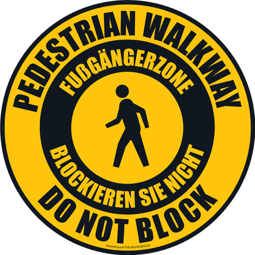 Pedestrian Walkway Floor Sign (English - German)