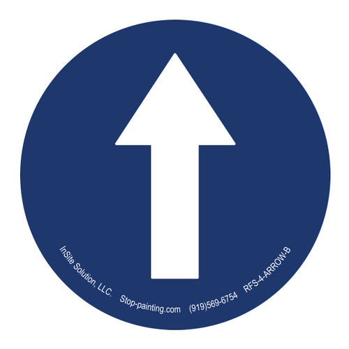 White Up Arrow with Blue Background - 4" Rubber Floor Sign