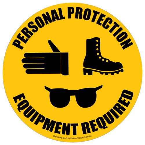 Personal Protective Equipment Required Floor Sign (Hands, Feet, & Eyes)