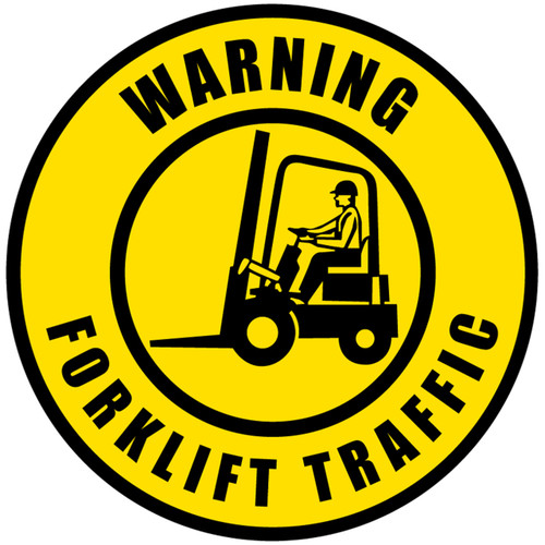 Forklift Traffic Warning-Yellow Bkgd/Blk Text