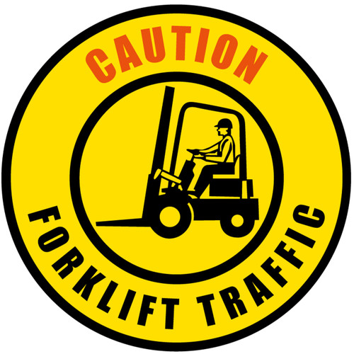 Forklift Traffic Caution -Yellow/Red&Black Text
