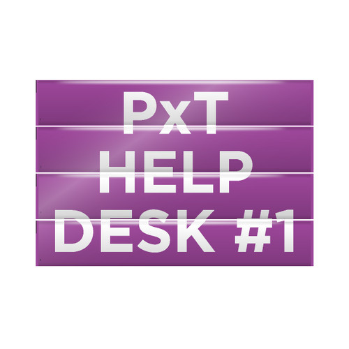 PxT HELP DESK #3 - Superior Mark® Floor Sign - White Text/Purple Bkgd - Actual Size 24" x 16" (4 pieces)