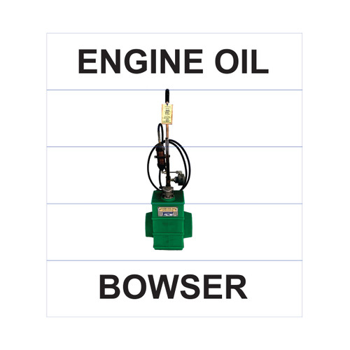 Engine Oil Bowser Superior Mark® Floor Sign - 18" x 20" - Black Text/White Bkgd/Green Bowser (5 Pieces)