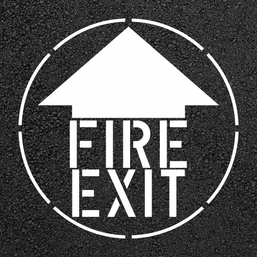 FIRE EXIT (with arrow) Stencil