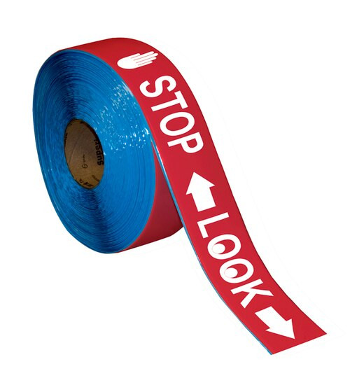 Superior Mark® Repeating Message Floor Tape - "STOP LOOK"