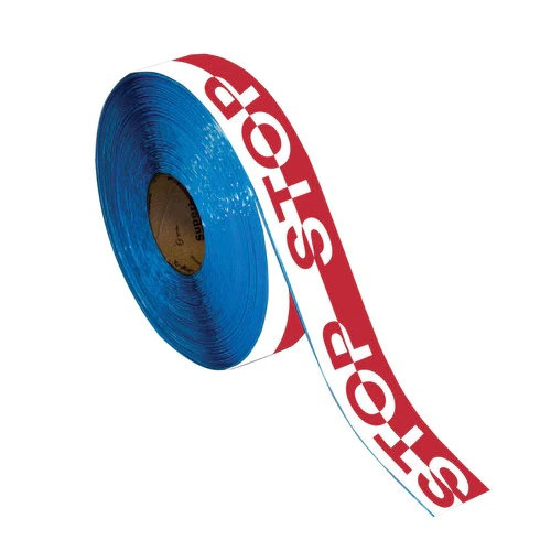 Superior Mark® Repeating Message Floor Tape - "STOP" RED-WHITE REVERSE
