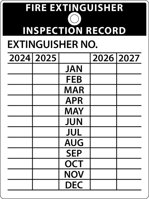 Fire Extinguisher Inspection Record Tag - 10 Tags/Pack