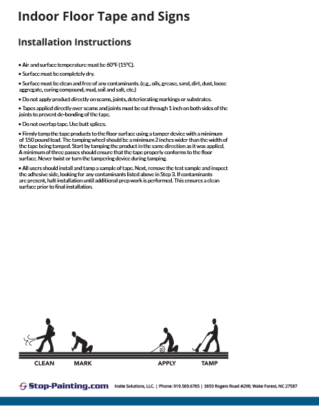 Indoor Floor Tape and Signs Installation Instructions